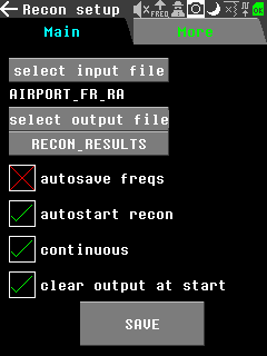 Recon App Main CONFIG page