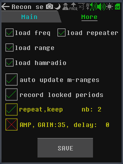 Recon App More CONFIG page